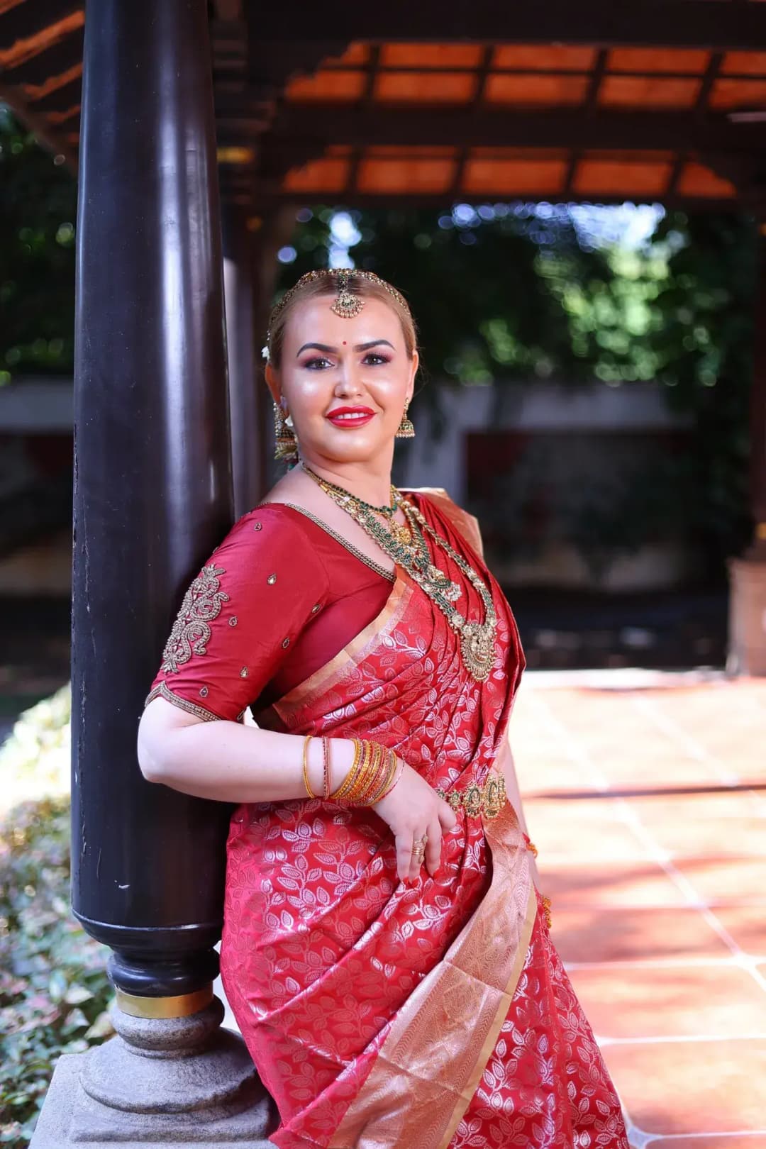 South Indian bridal portrait by Makeup Niranjana, Chennai