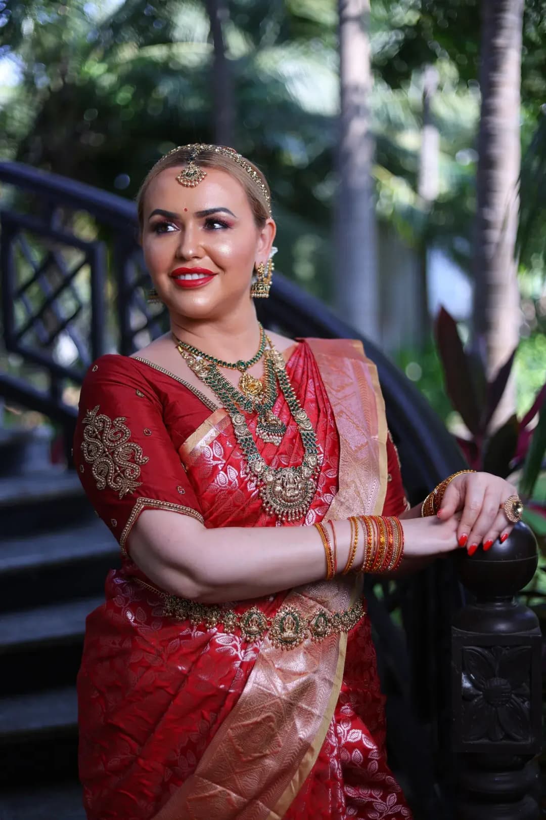 South Indian bridal portrait by Makeup Niranjana, Chennai
