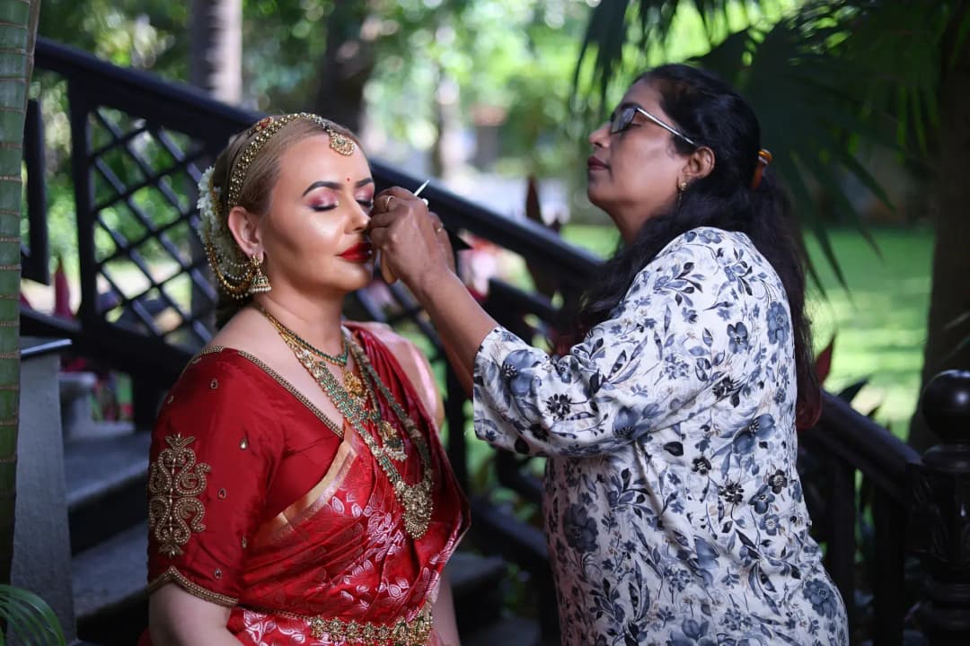South Indian bridal portrait by Makeup Niranjana, Chennai