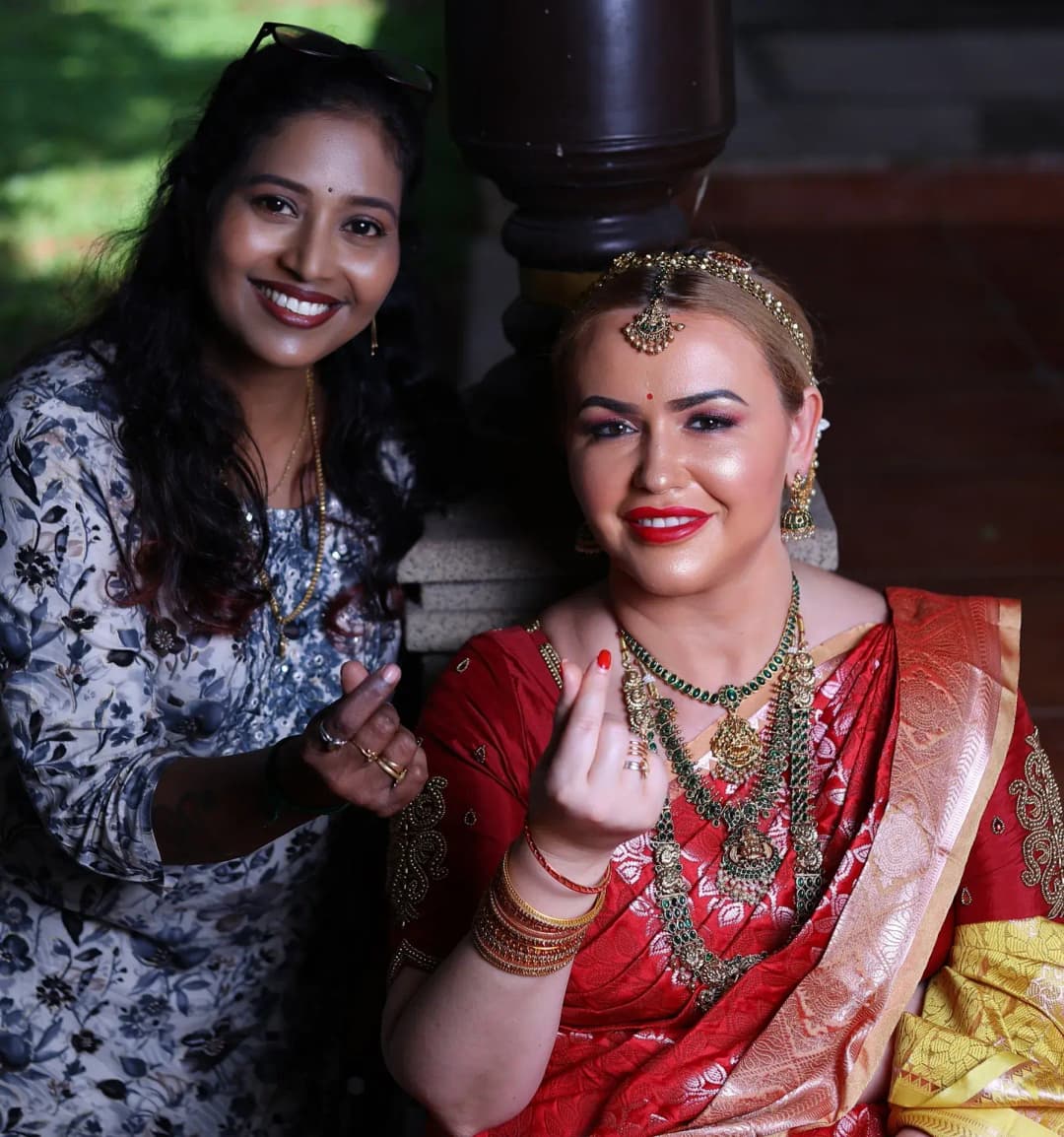 South Indian bridal portrait by Makeup Niranjana, Chennai