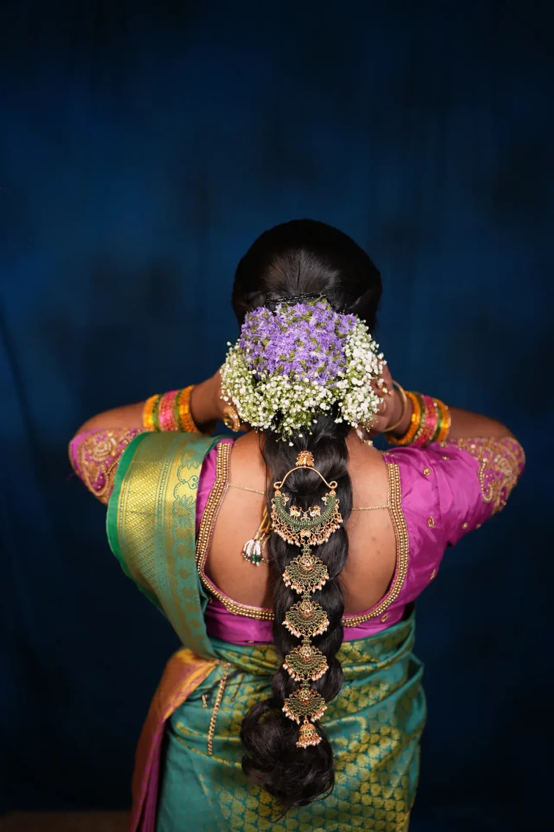 South Indian bridal portrait by Makeup Niranjana, Chennai