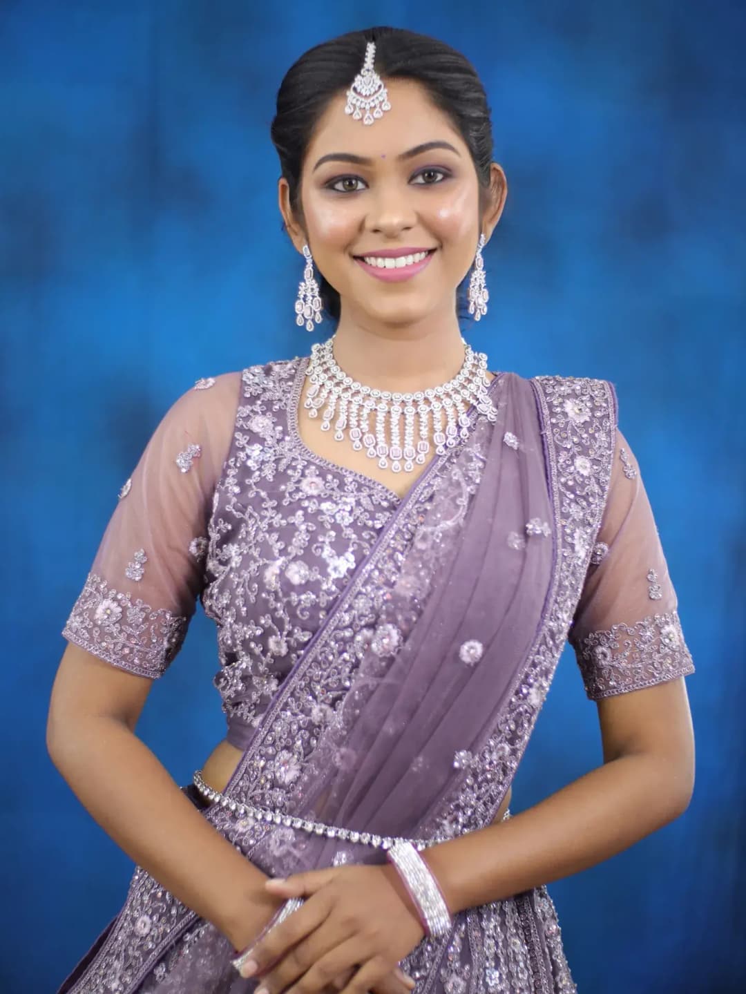 South Indian bridal portrait by Makeup Niranjana, Chennai