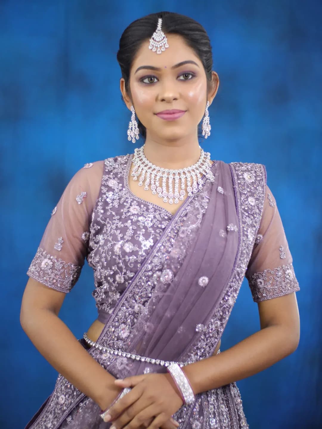 South Indian bridal portrait by Makeup Niranjana, Chennai
