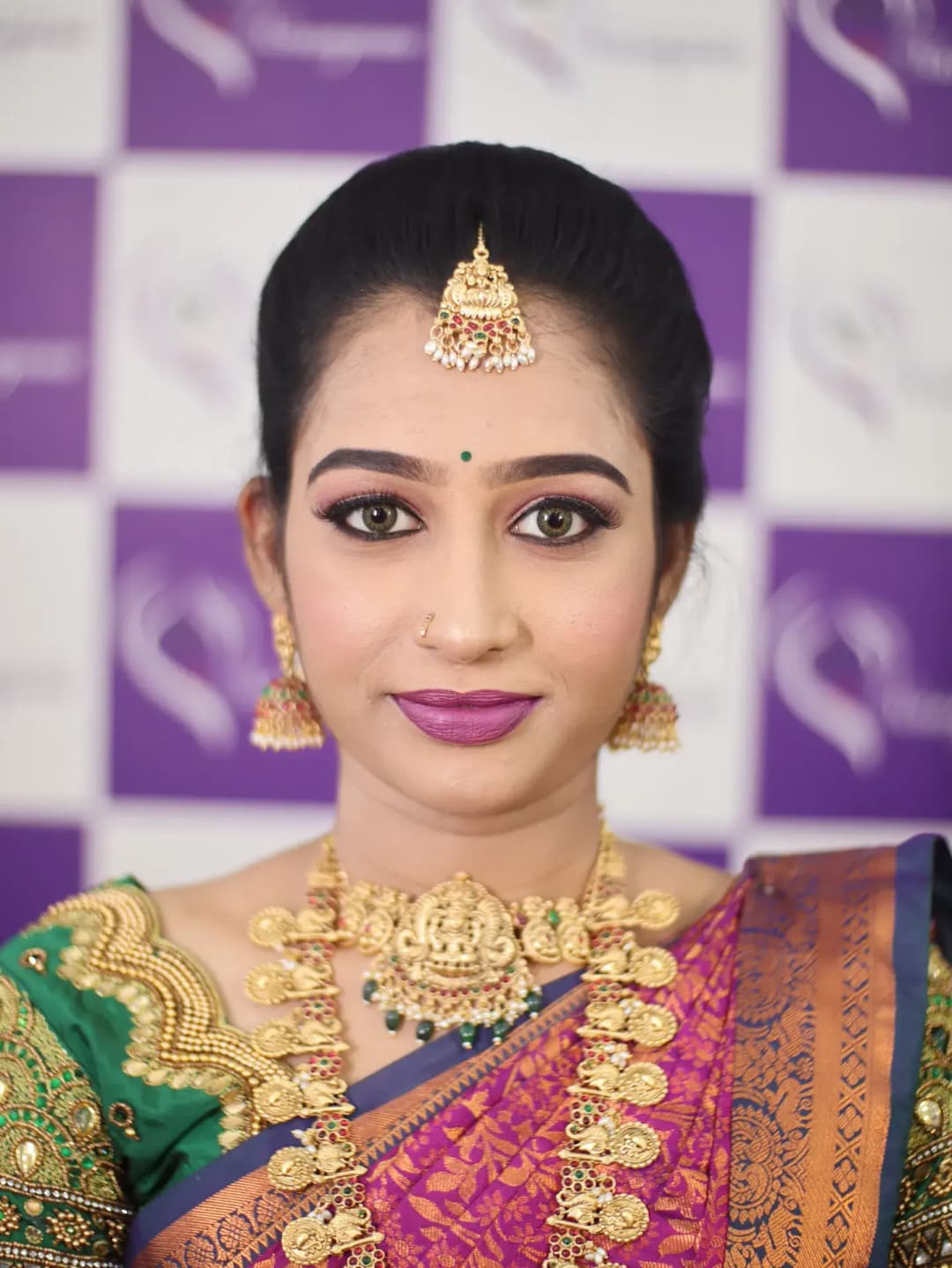 South Indian bridal portrait by Makeup Niranjana, Chennai