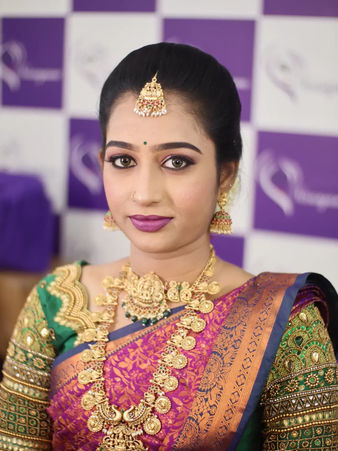 South Indian bridal portrait by Makeup Niranjana, Chennai
