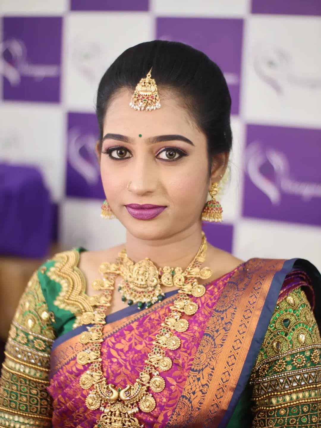South Indian bridal portrait by Makeup Niranjana, Chennai
