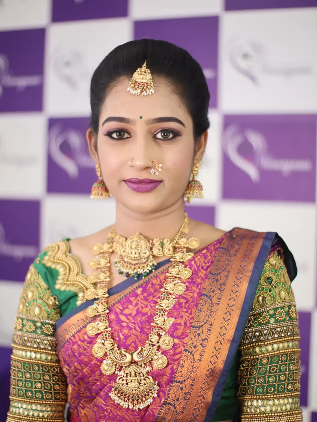 South Indian bridal portrait by Makeup Niranjana, Chennai