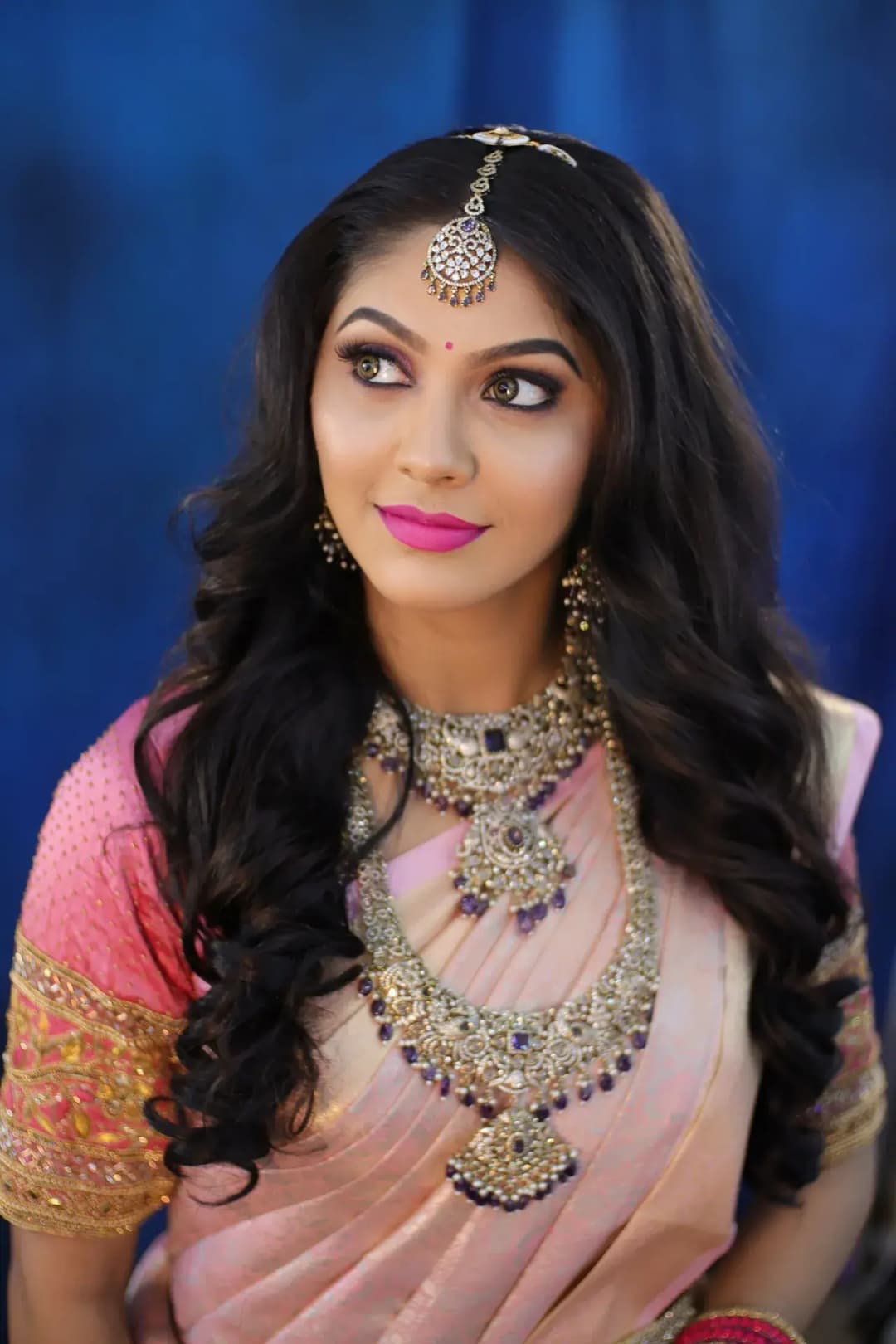 South Indian bridal portrait by Makeup Niranjana, Chennai