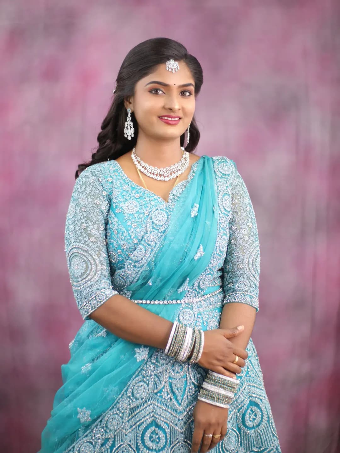 South Indian bridal portrait by Makeup Niranjana, Chennai