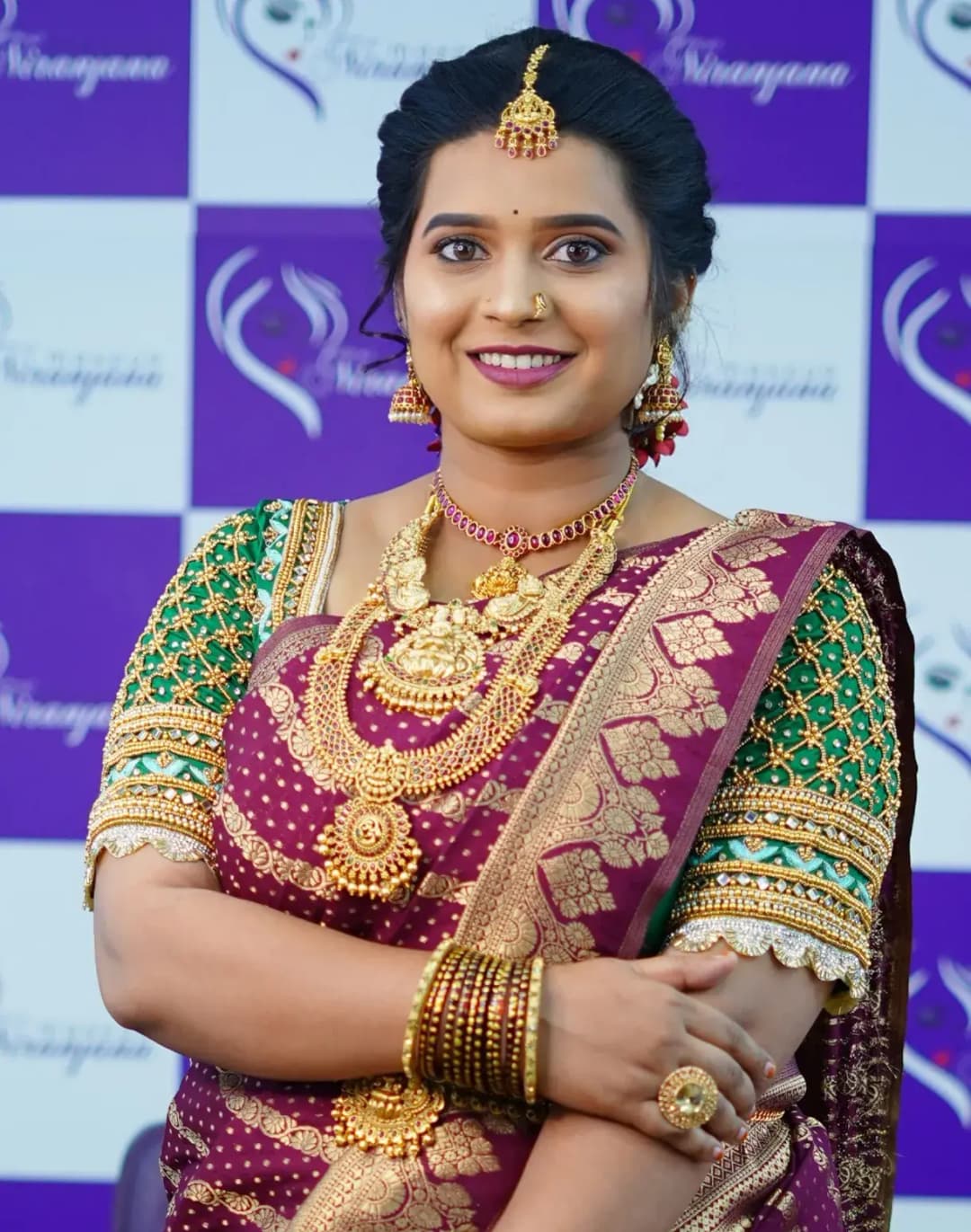 South Indian bridal portrait by Makeup Niranjana, Chennai
