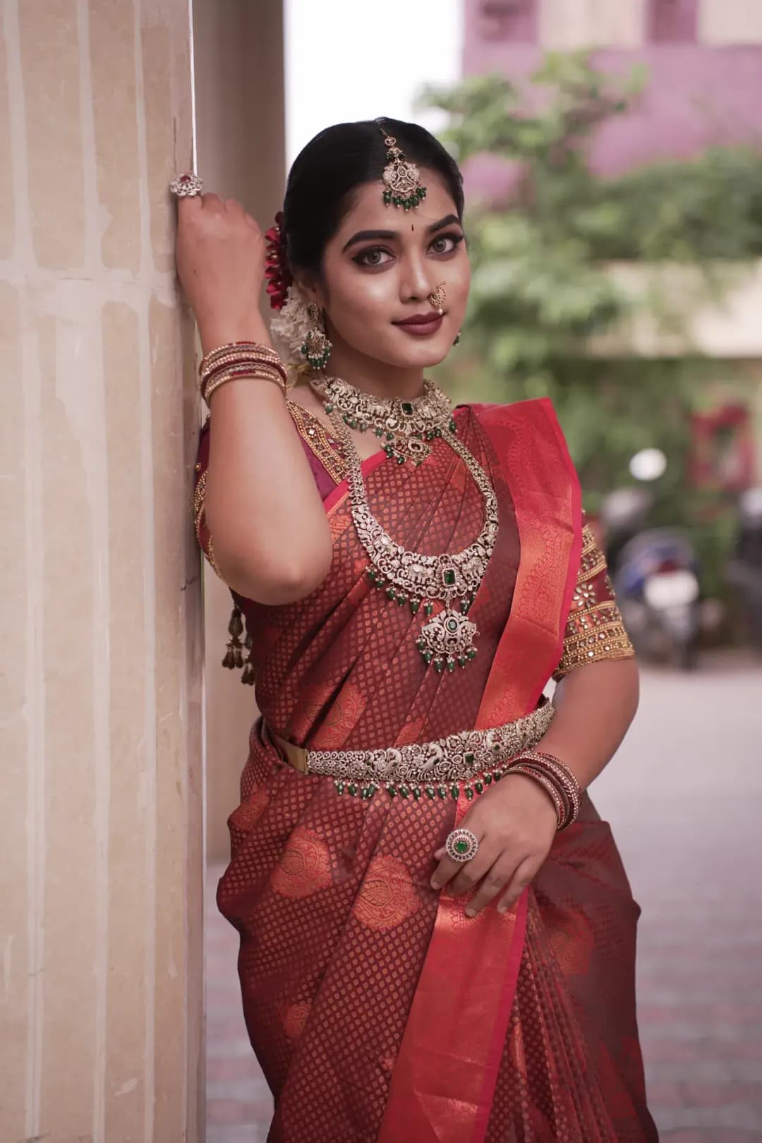 South Indian bridal portrait by Makeup Niranjana, Chennai