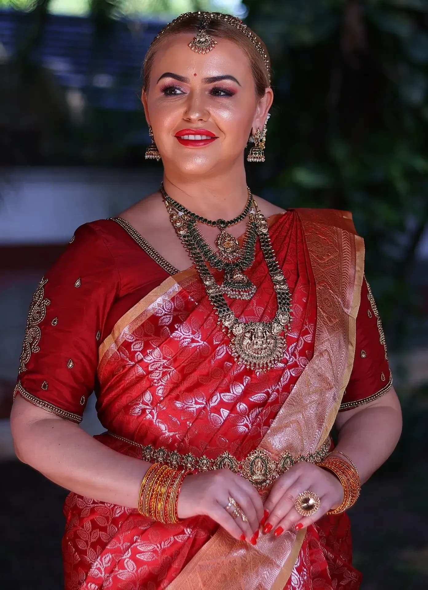 South Indian bridal portrait by Makeup Niranjana, Chennai