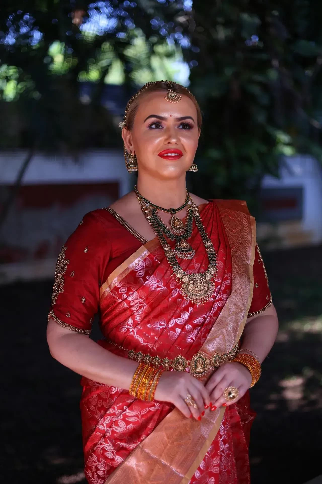 South Indian bridal portrait by Makeup Niranjana, Chennai