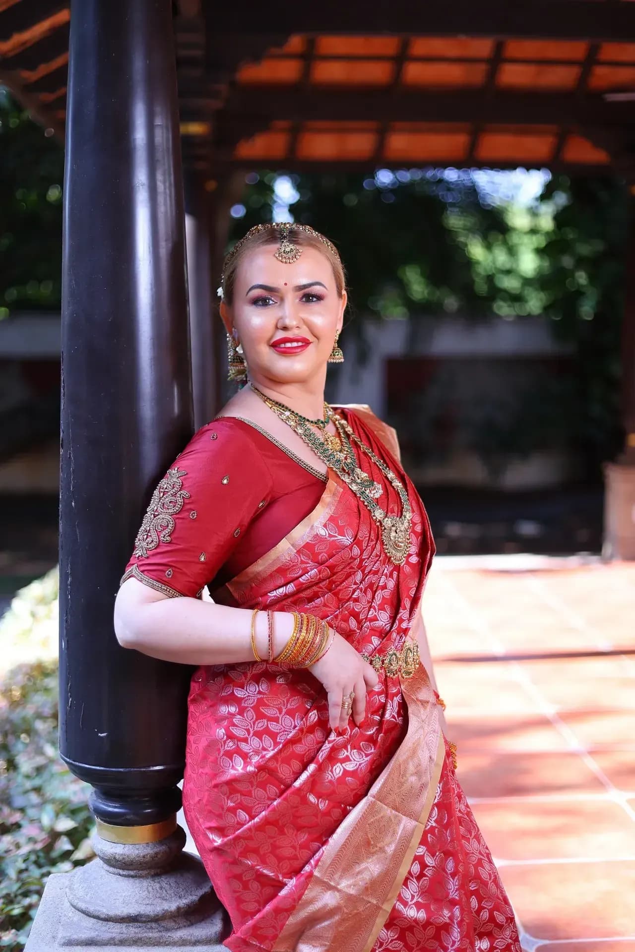 South Indian bridal portrait by Makeup Niranjana, Chennai