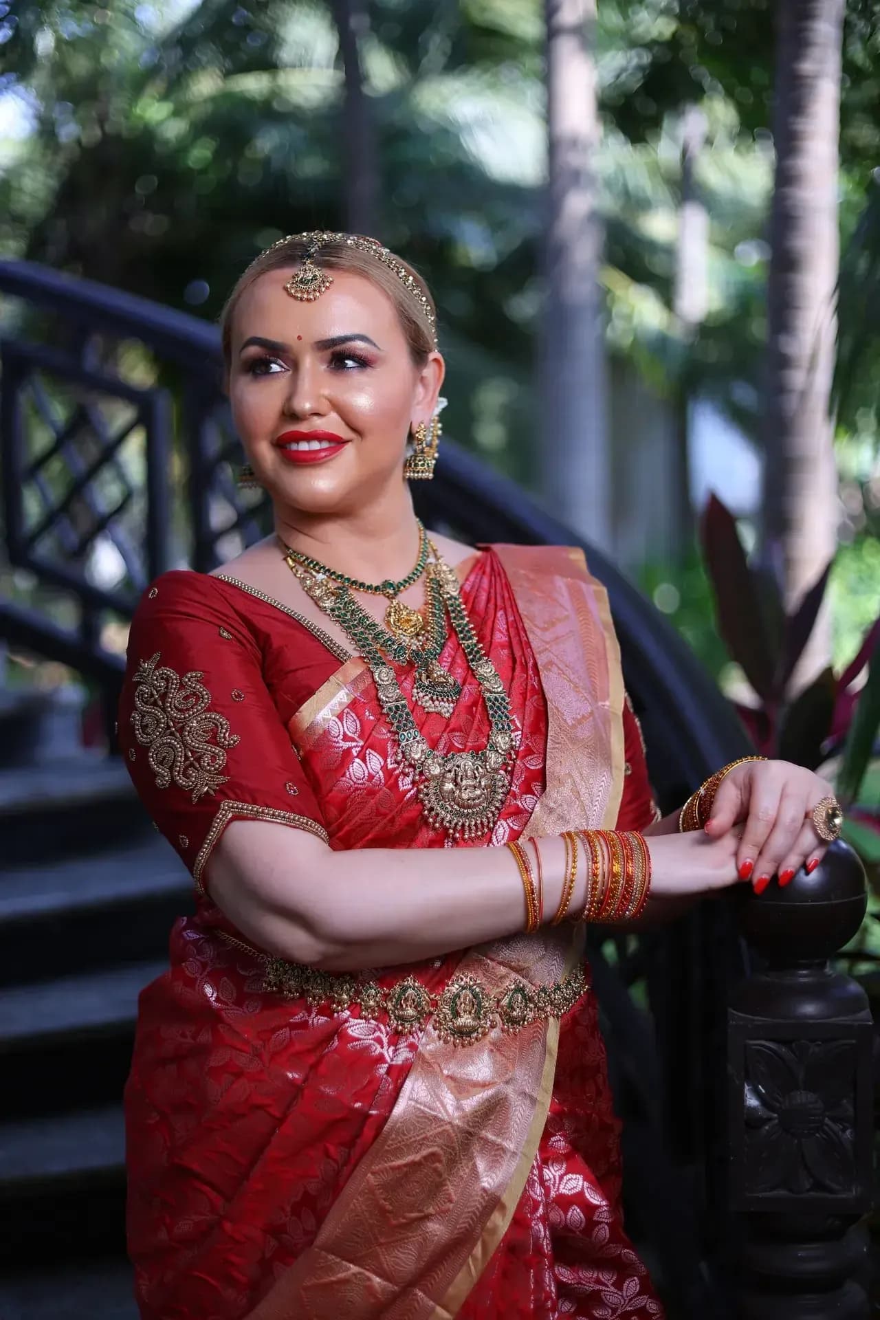 South Indian bridal portrait by Makeup Niranjana, Chennai