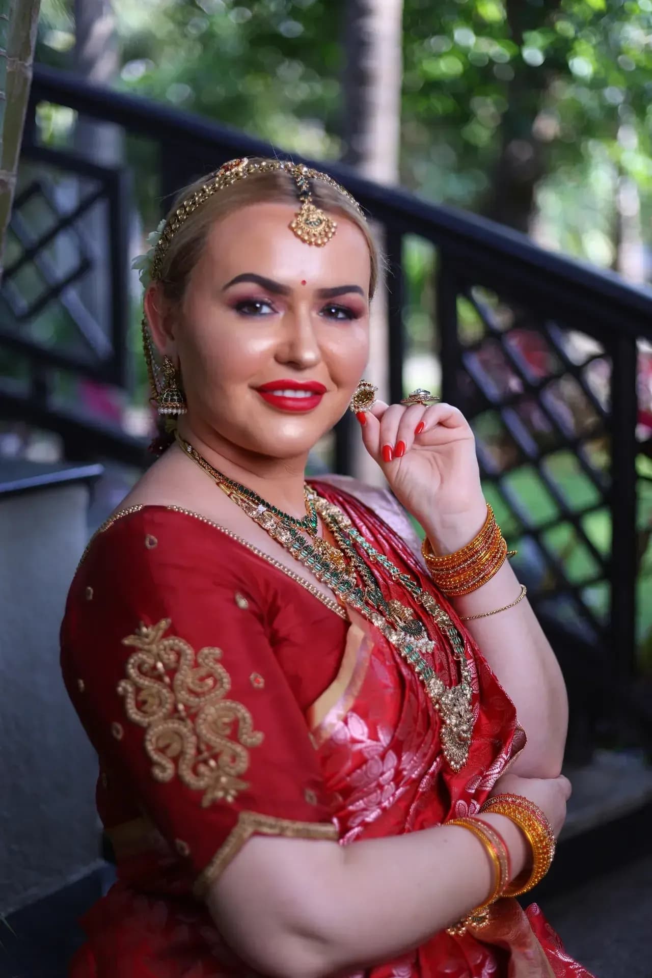 South Indian bridal portrait by Makeup Niranjana, Chennai