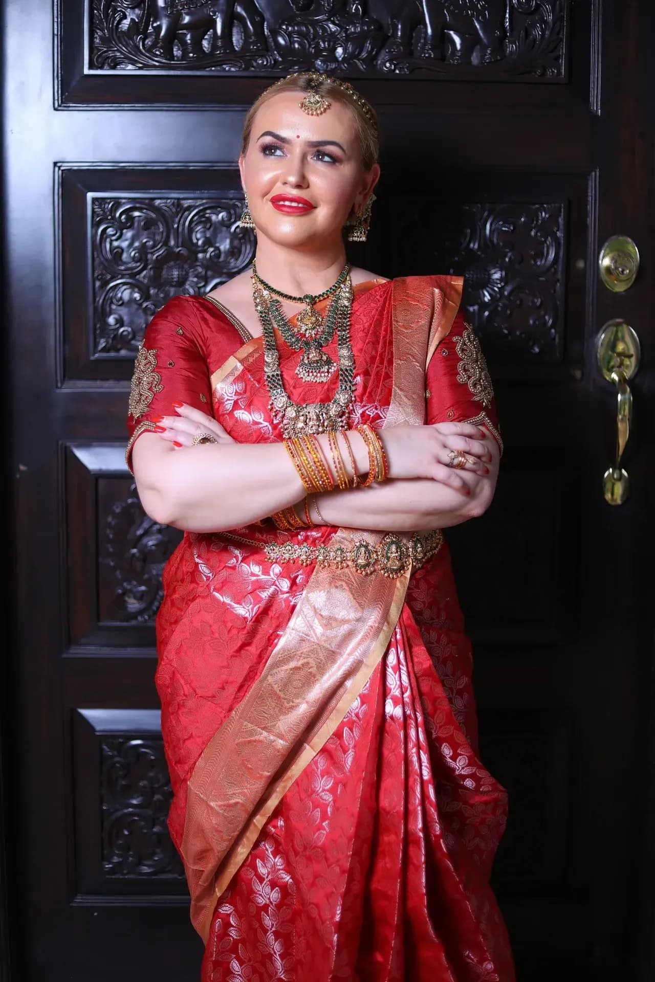 South Indian bridal portrait by Makeup Niranjana, Chennai