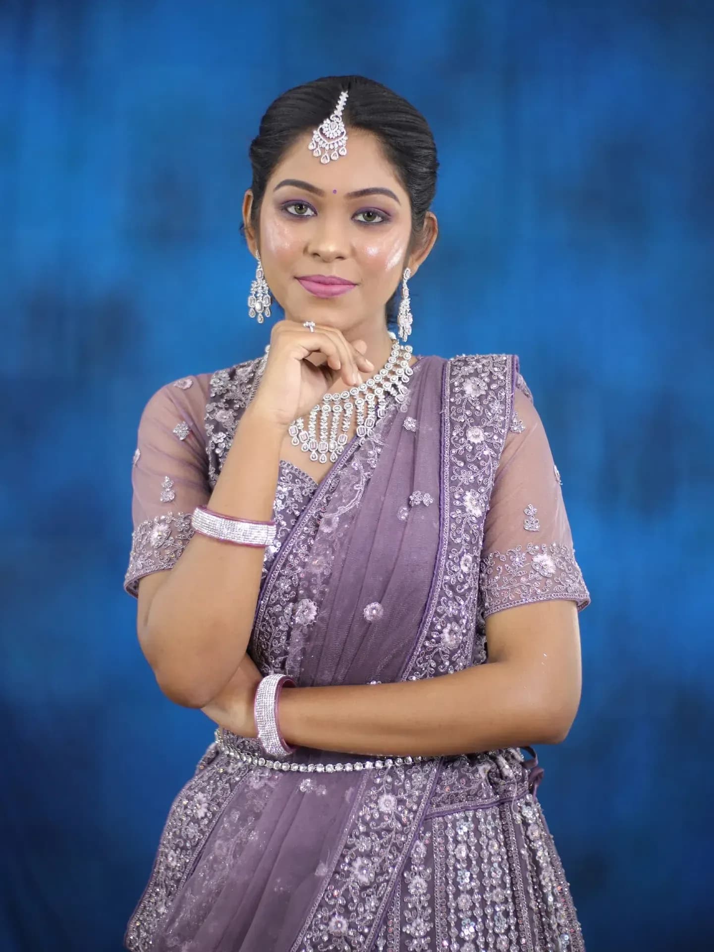 South Indian bridal portrait by Makeup Niranjana, Chennai