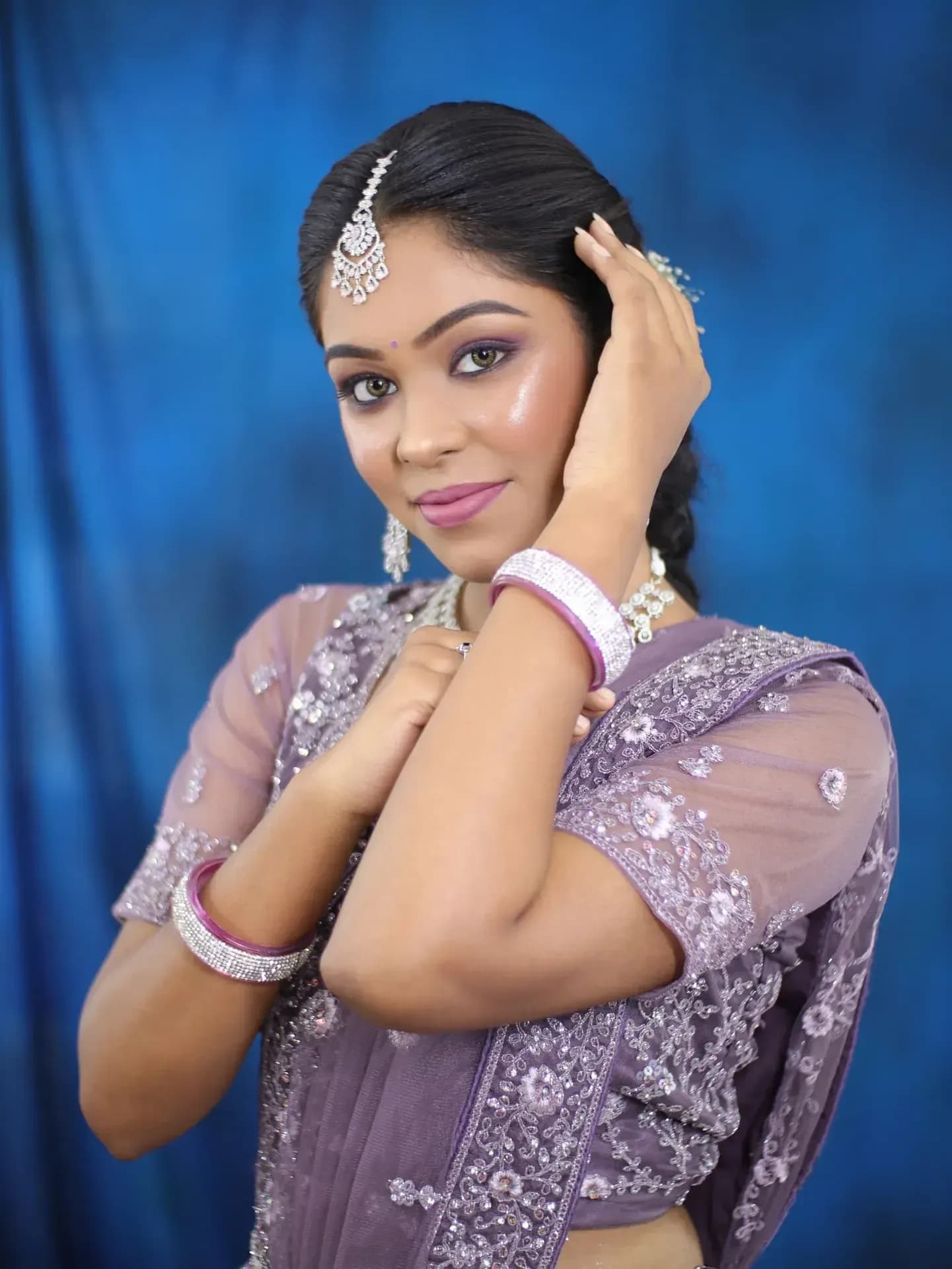South Indian bridal portrait by Makeup Niranjana, Chennai