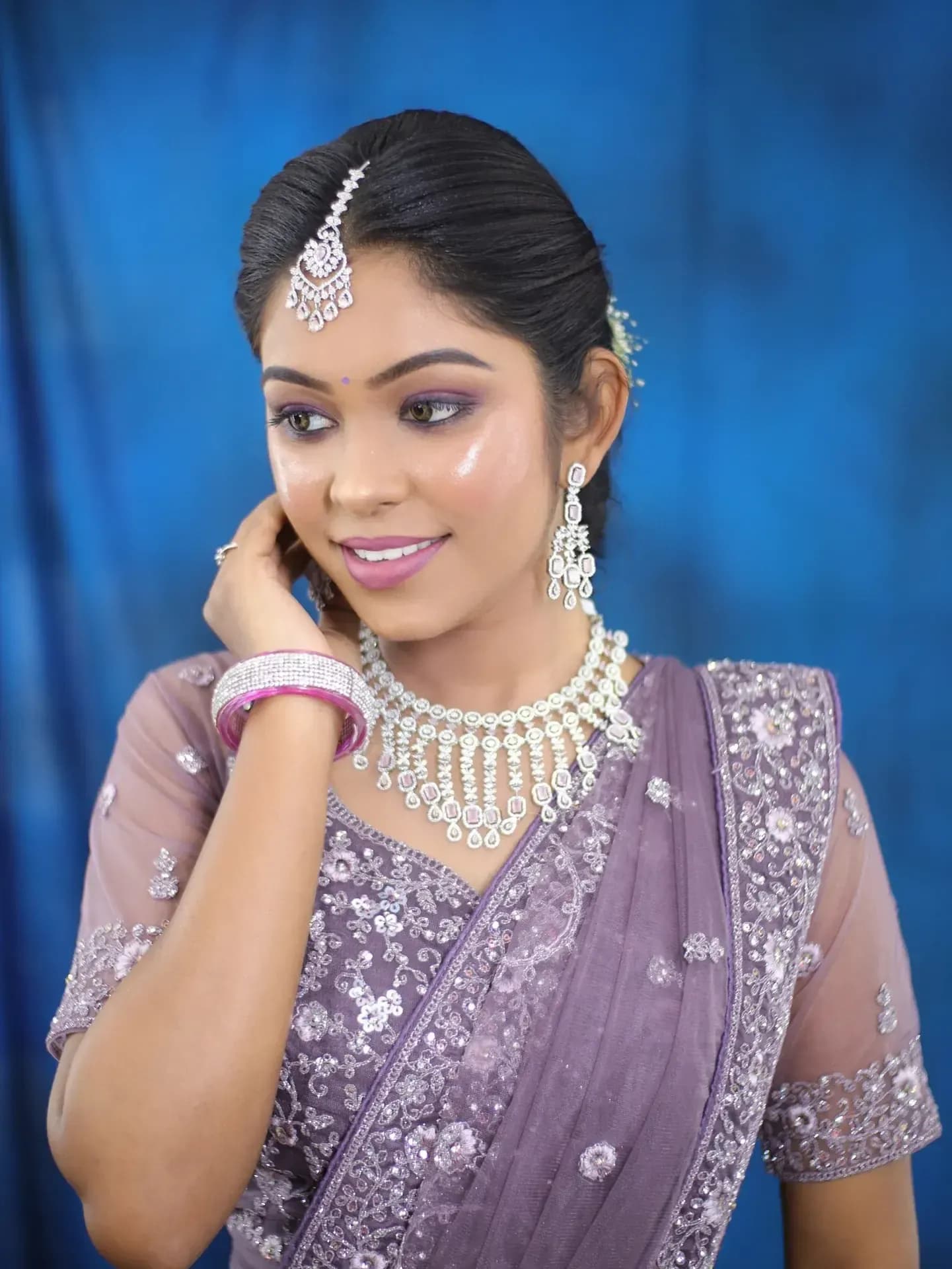 South Indian bridal portrait by Makeup Niranjana, Chennai