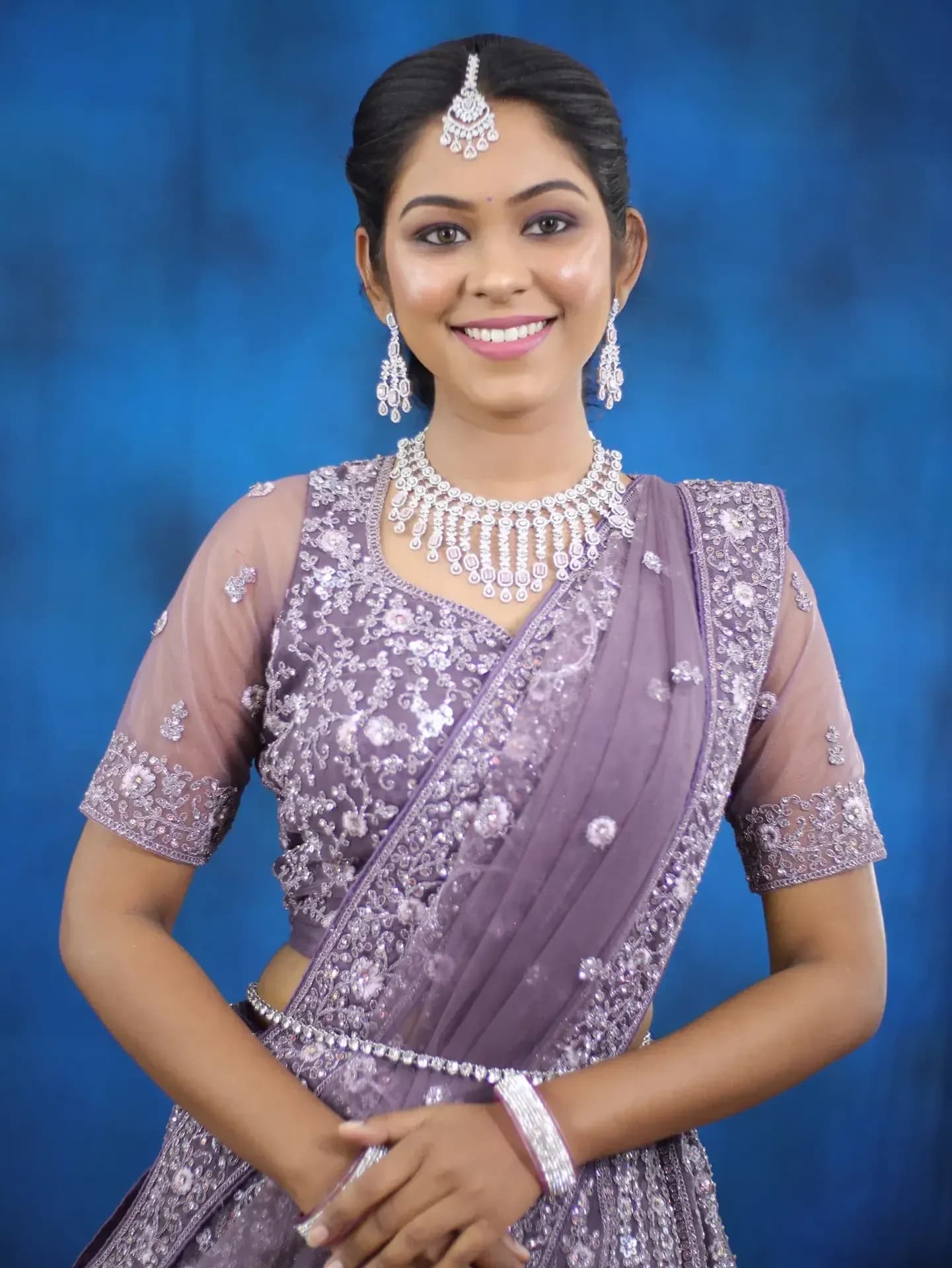 South Indian bridal portrait by Makeup Niranjana, Chennai