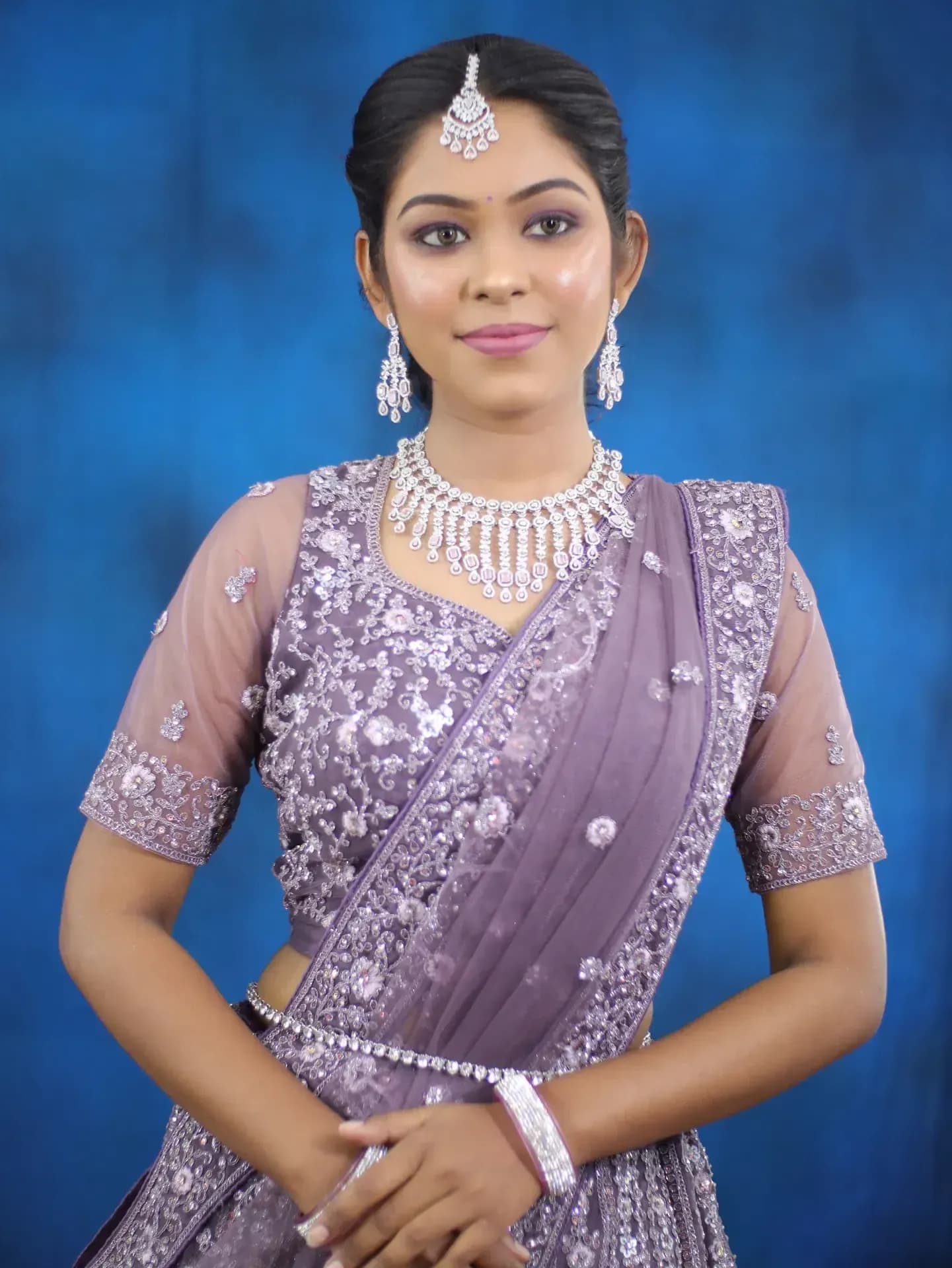 South Indian bridal portrait by Makeup Niranjana, Chennai