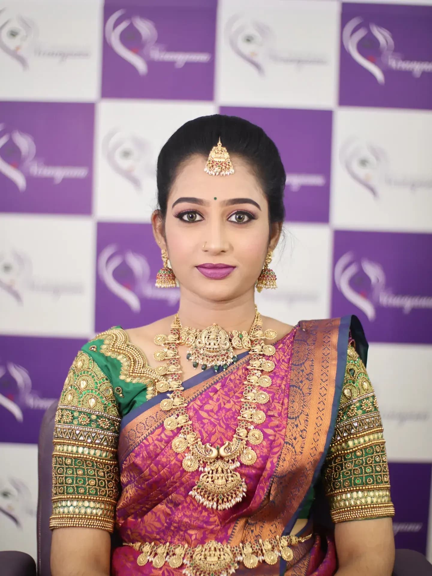 South Indian bridal portrait by Makeup Niranjana, Chennai