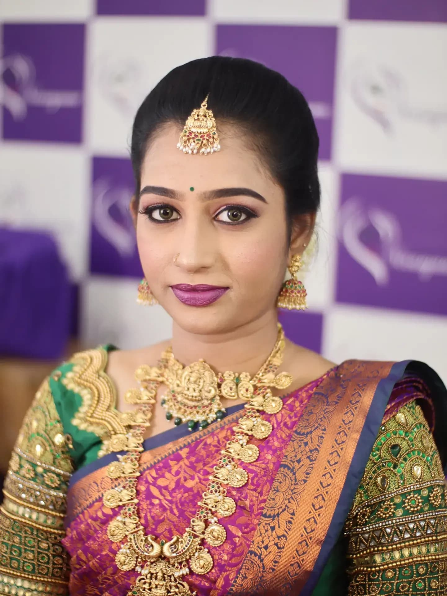 South Indian bridal portrait by Makeup Niranjana, Chennai