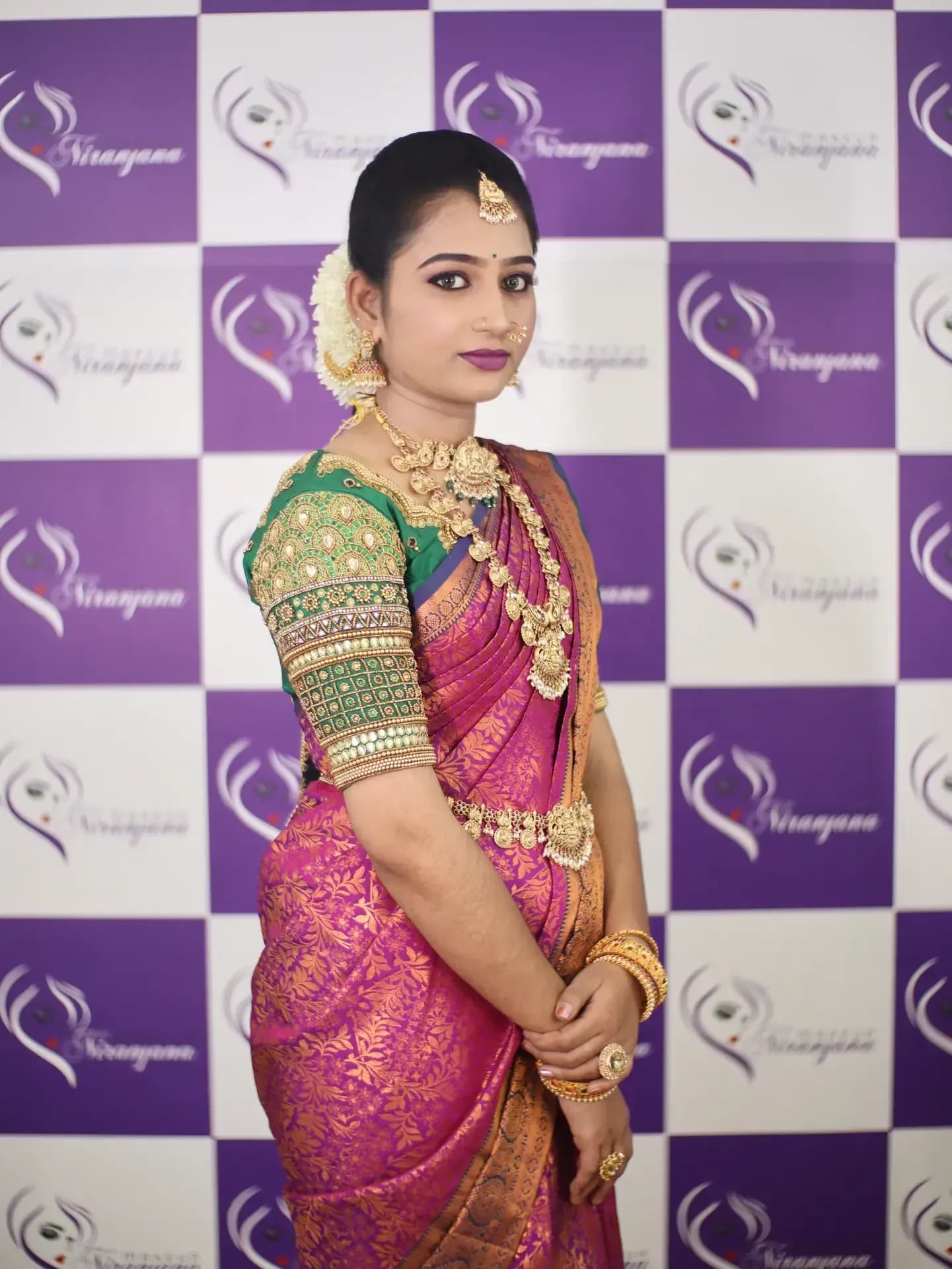 South Indian bridal portrait by Makeup Niranjana, Chennai