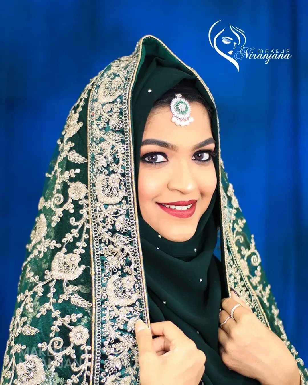 South Indian bridal portrait by Makeup Niranjana, Chennai