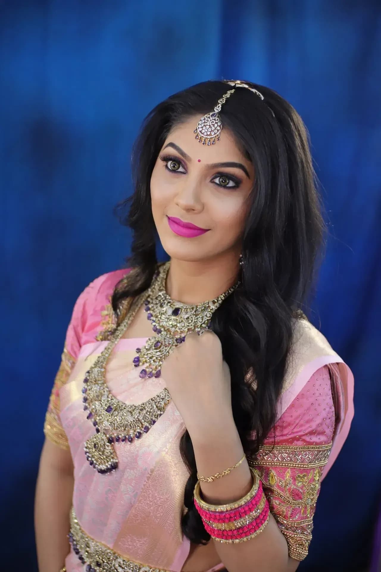 South Indian bridal portrait by Makeup Niranjana, Chennai