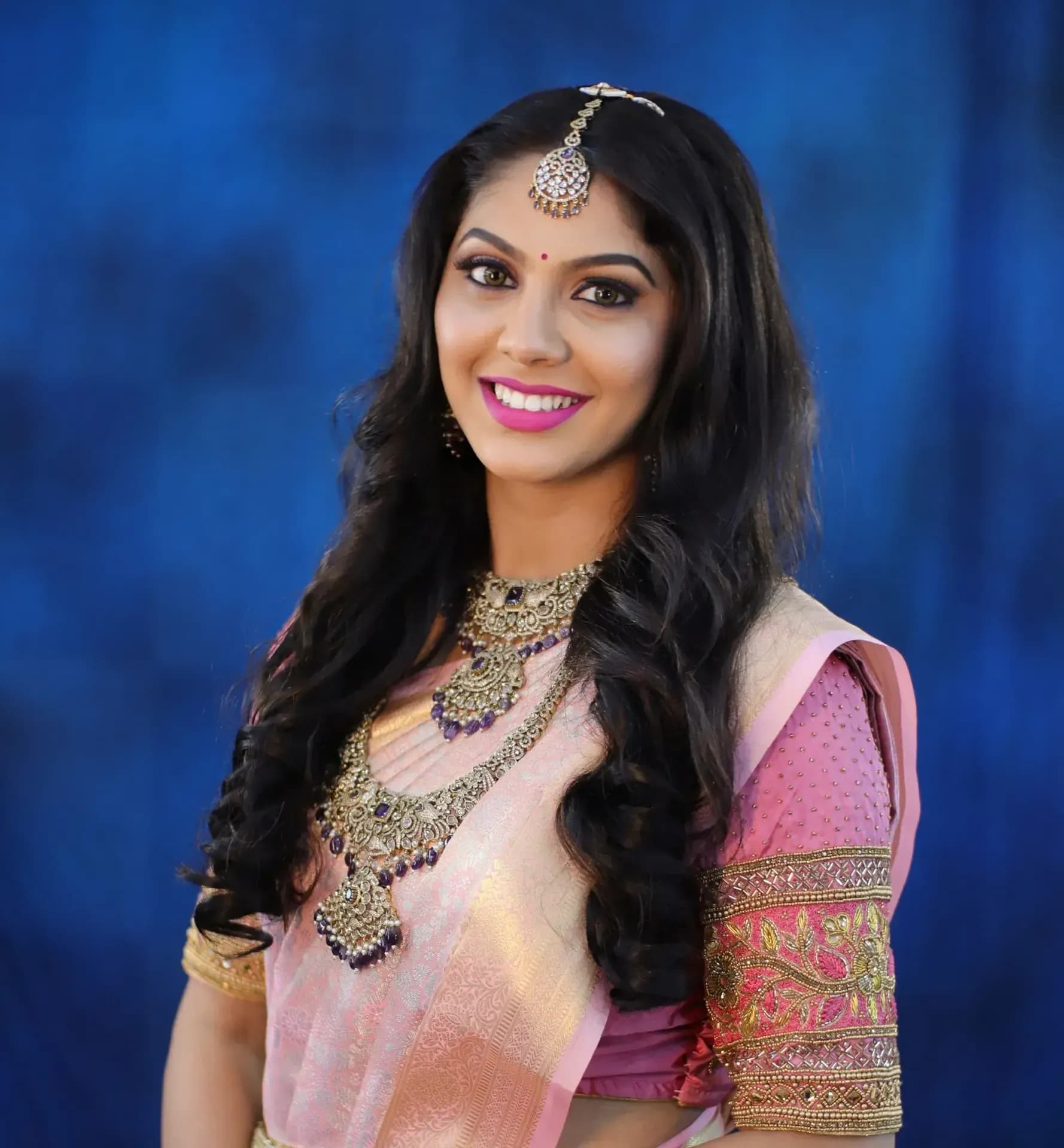 South Indian bridal portrait by Makeup Niranjana, Chennai