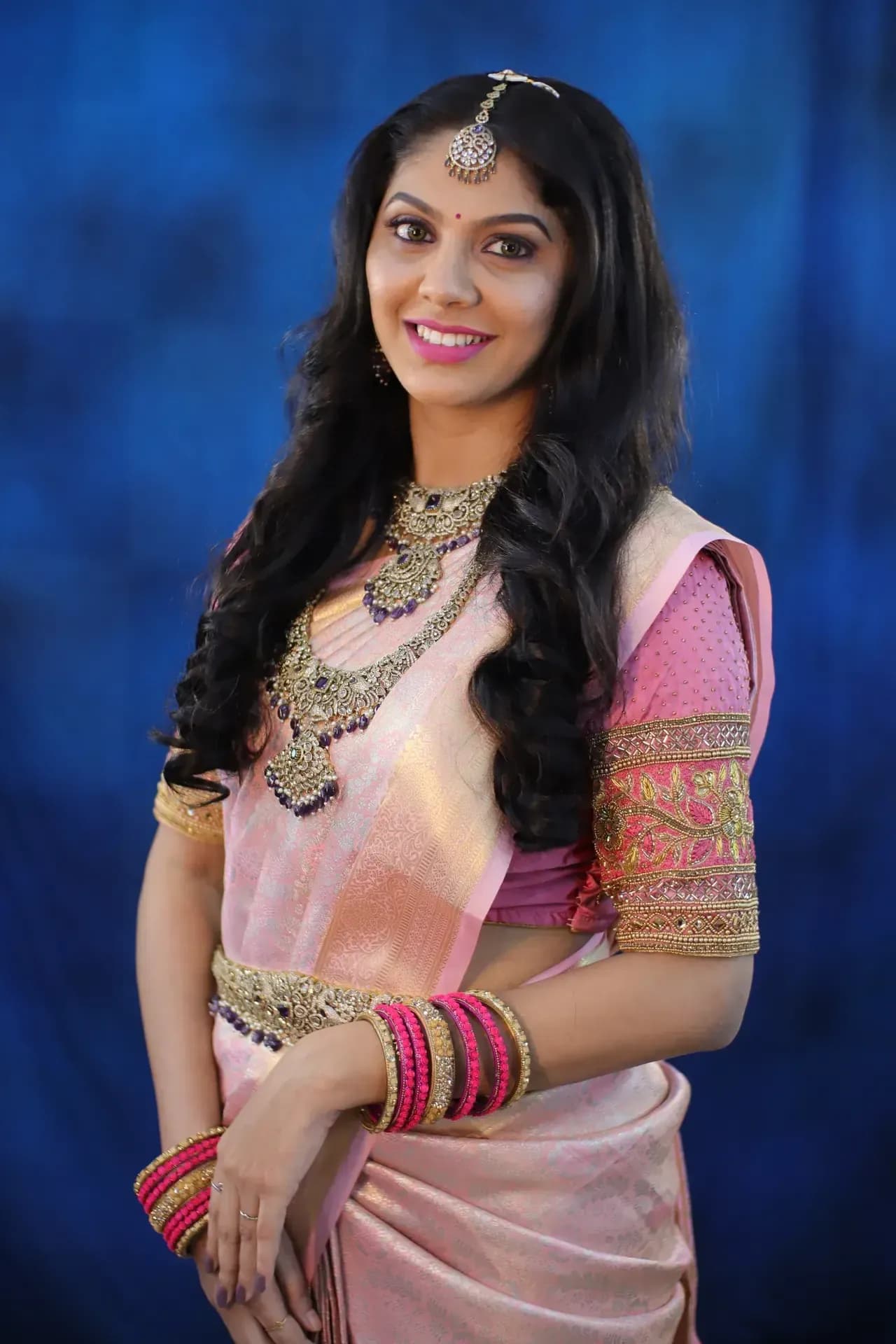 South Indian bridal portrait by Makeup Niranjana, Chennai