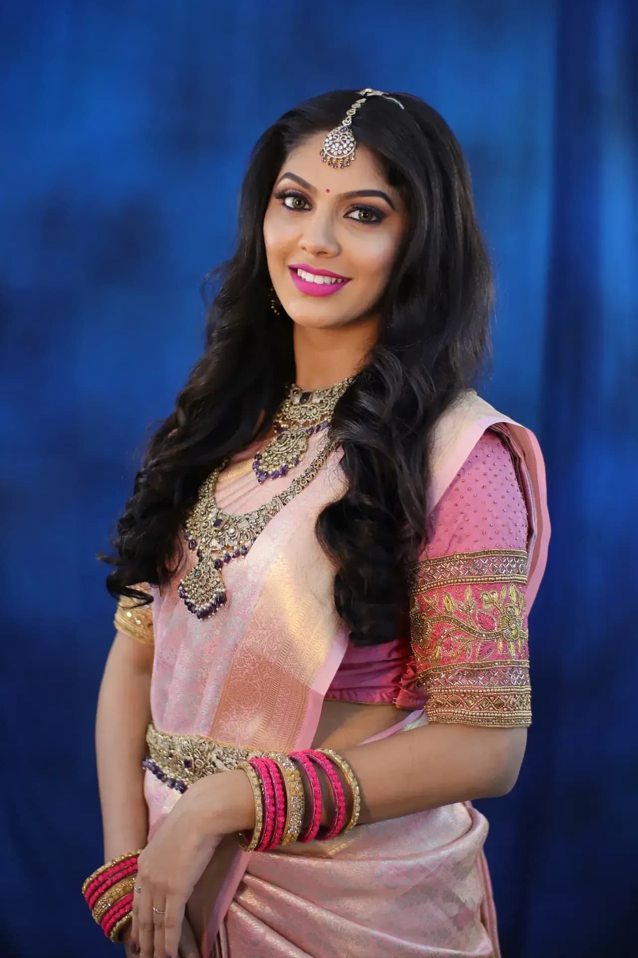 South Indian bridal portrait by Makeup Niranjana, Chennai