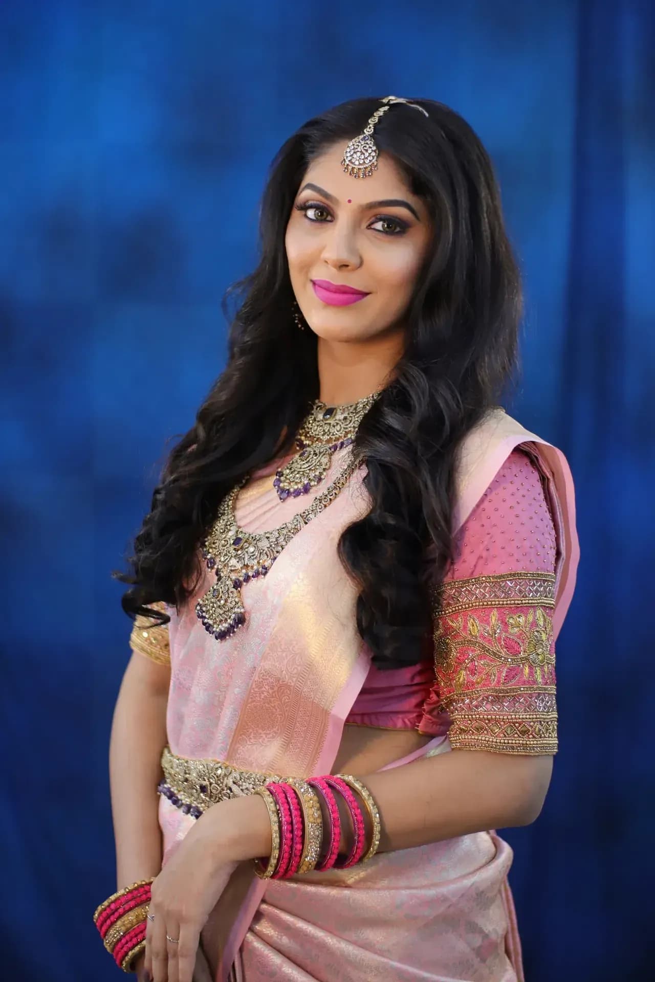 South Indian bridal portrait by Makeup Niranjana, Chennai