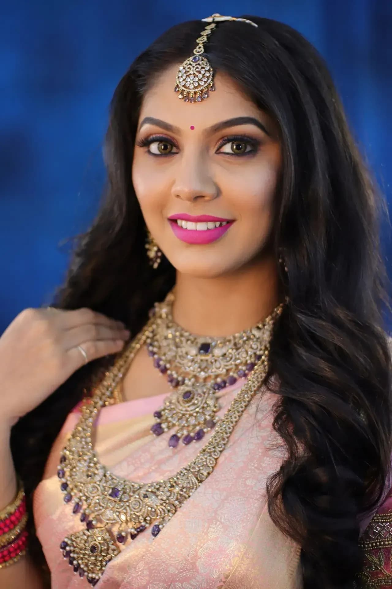 South Indian bridal portrait by Makeup Niranjana, Chennai