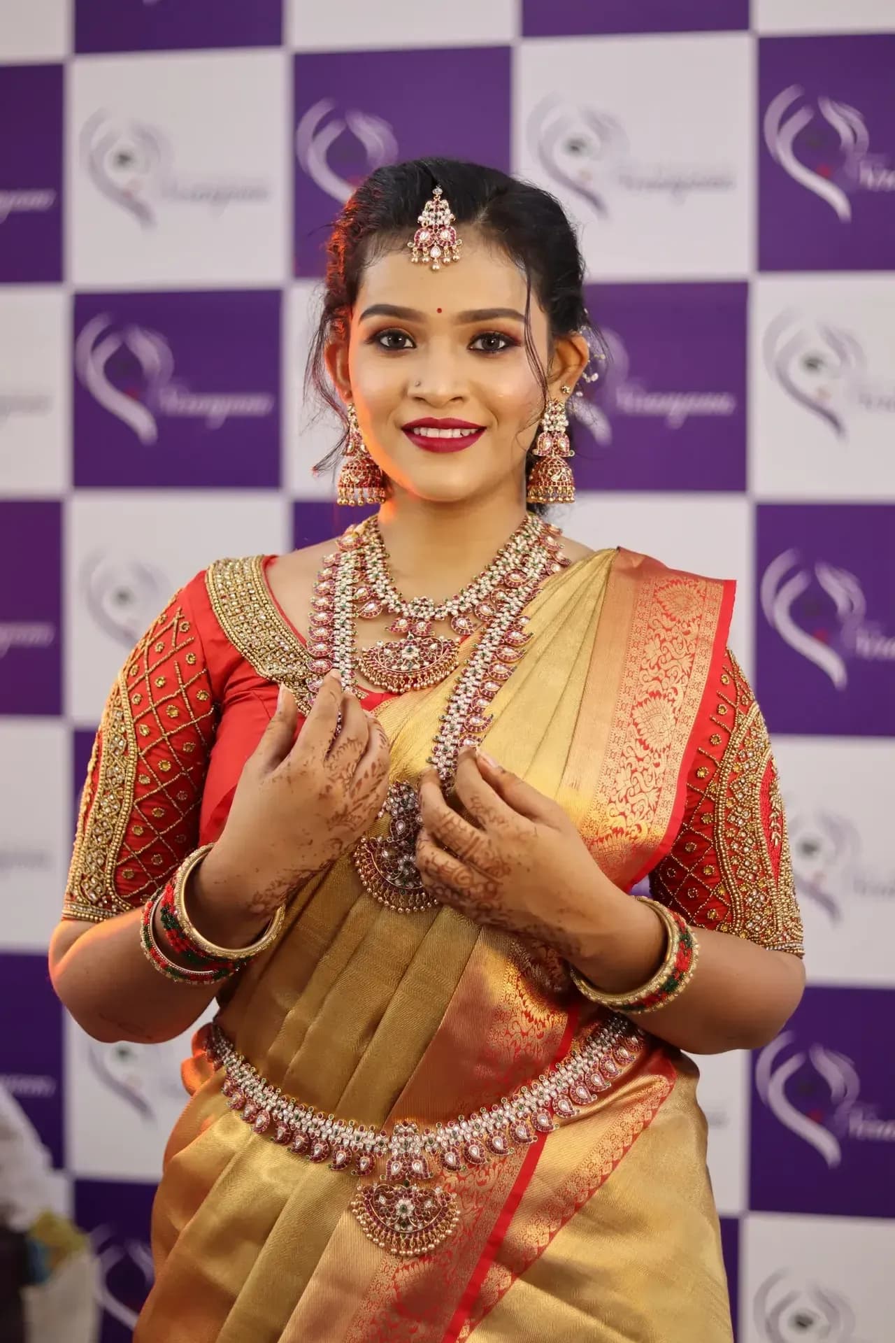 South Indian bridal portrait by Makeup Niranjana, Chennai
