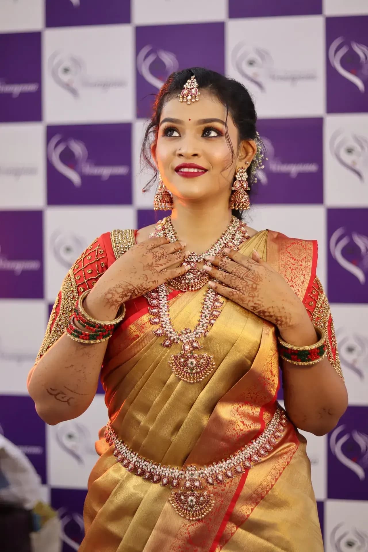 South Indian bridal portrait by Makeup Niranjana, Chennai