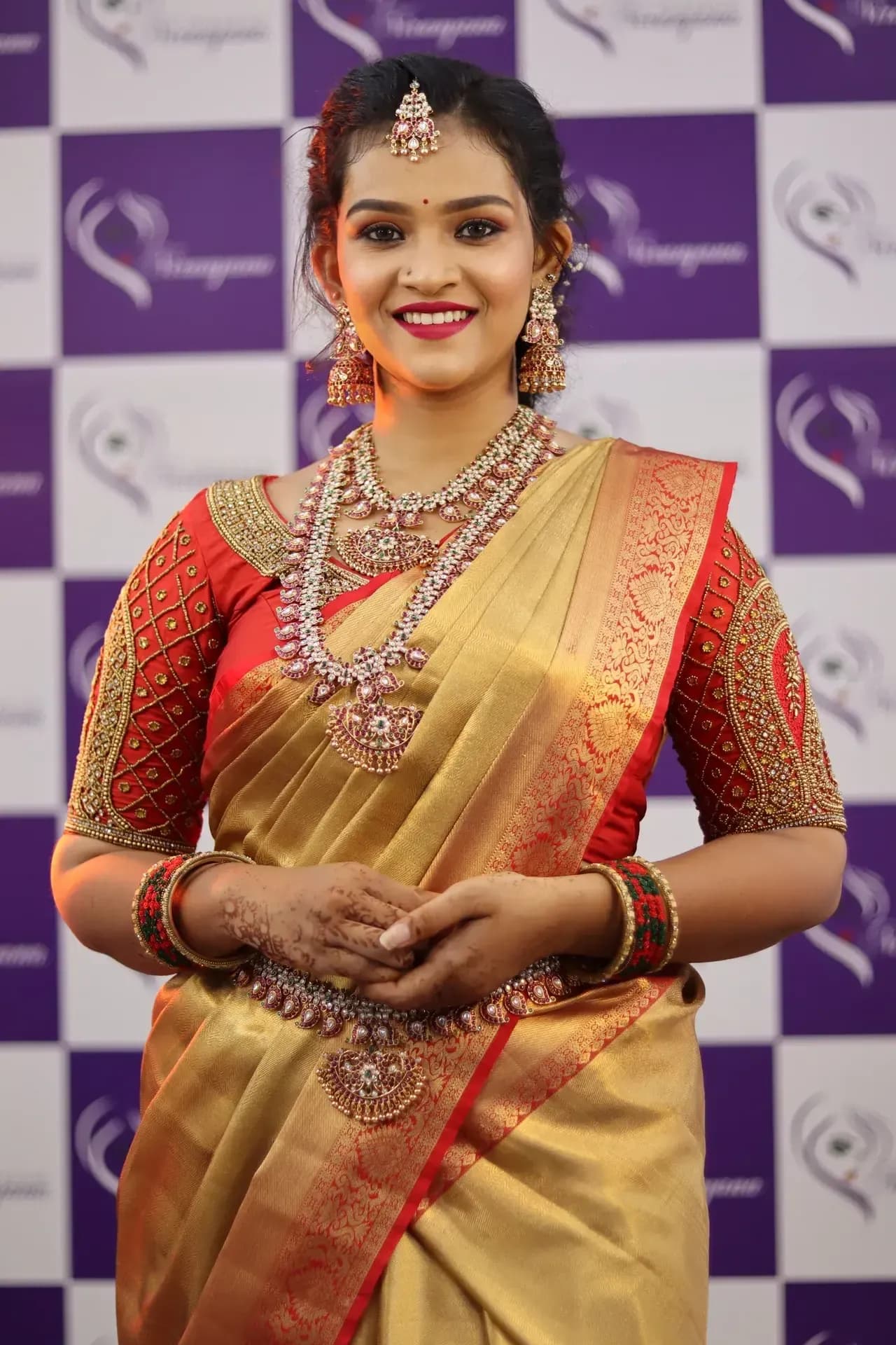 South Indian bridal portrait by Makeup Niranjana, Chennai