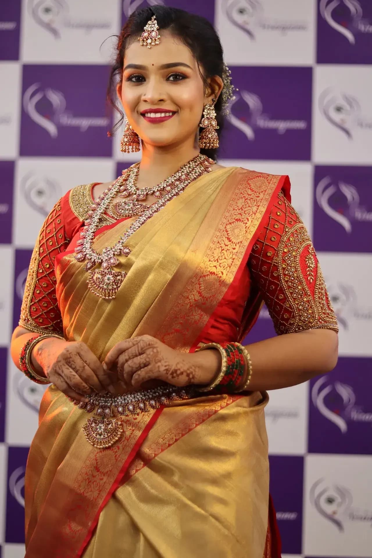 South Indian bridal portrait by Makeup Niranjana, Chennai