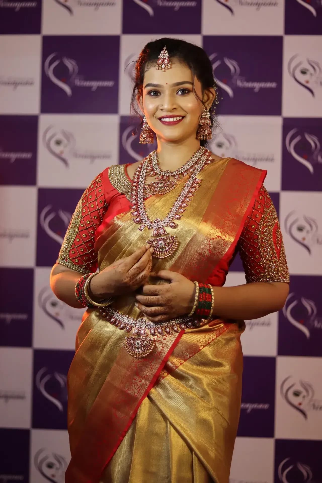 South Indian bridal portrait by Makeup Niranjana, Chennai