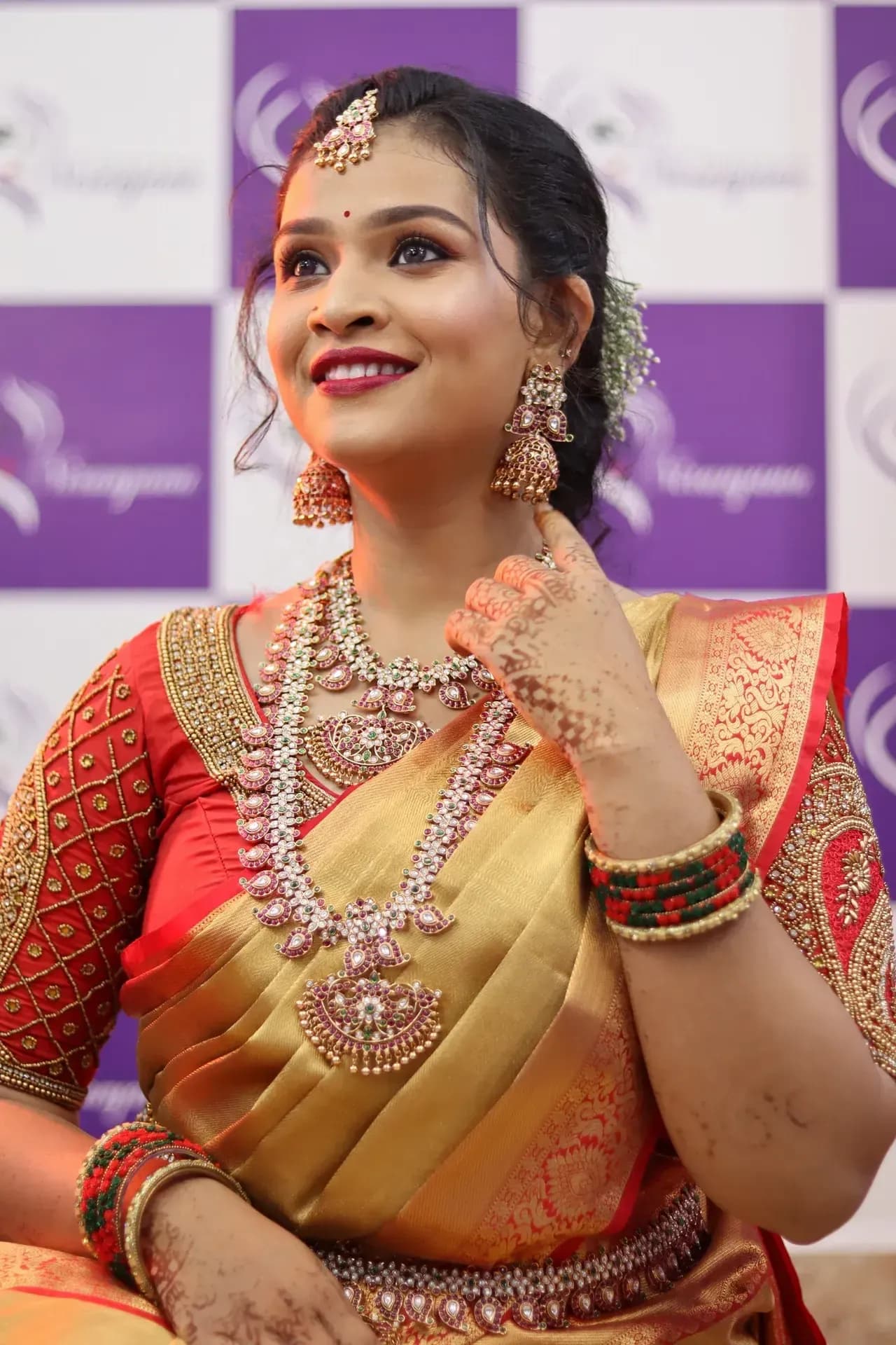 South Indian bridal portrait by Makeup Niranjana, Chennai
