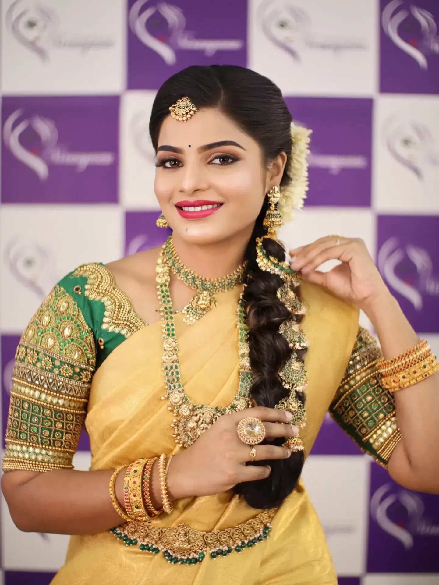 South Indian bridal portrait by Makeup Niranjana, Chennai
