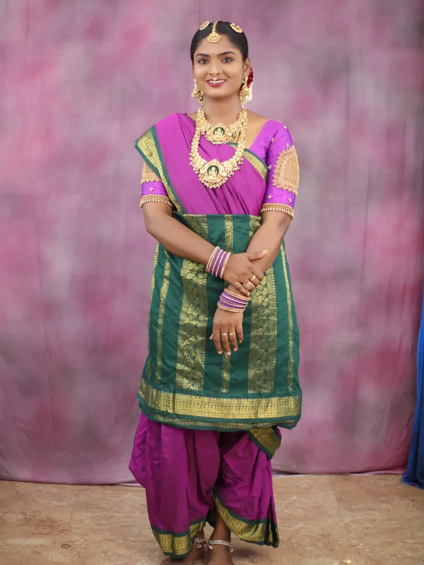 South Indian bridal portrait by Makeup Niranjana, Chennai