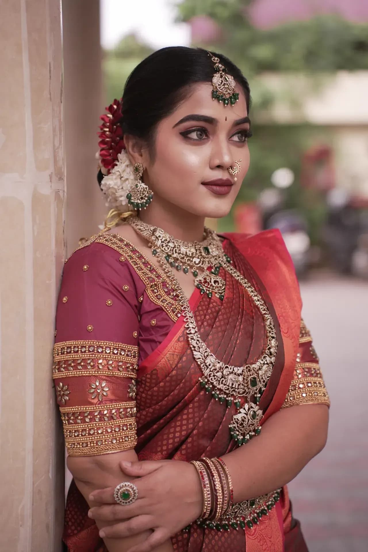 South Indian bridal portrait by Makeup Niranjana, Chennai