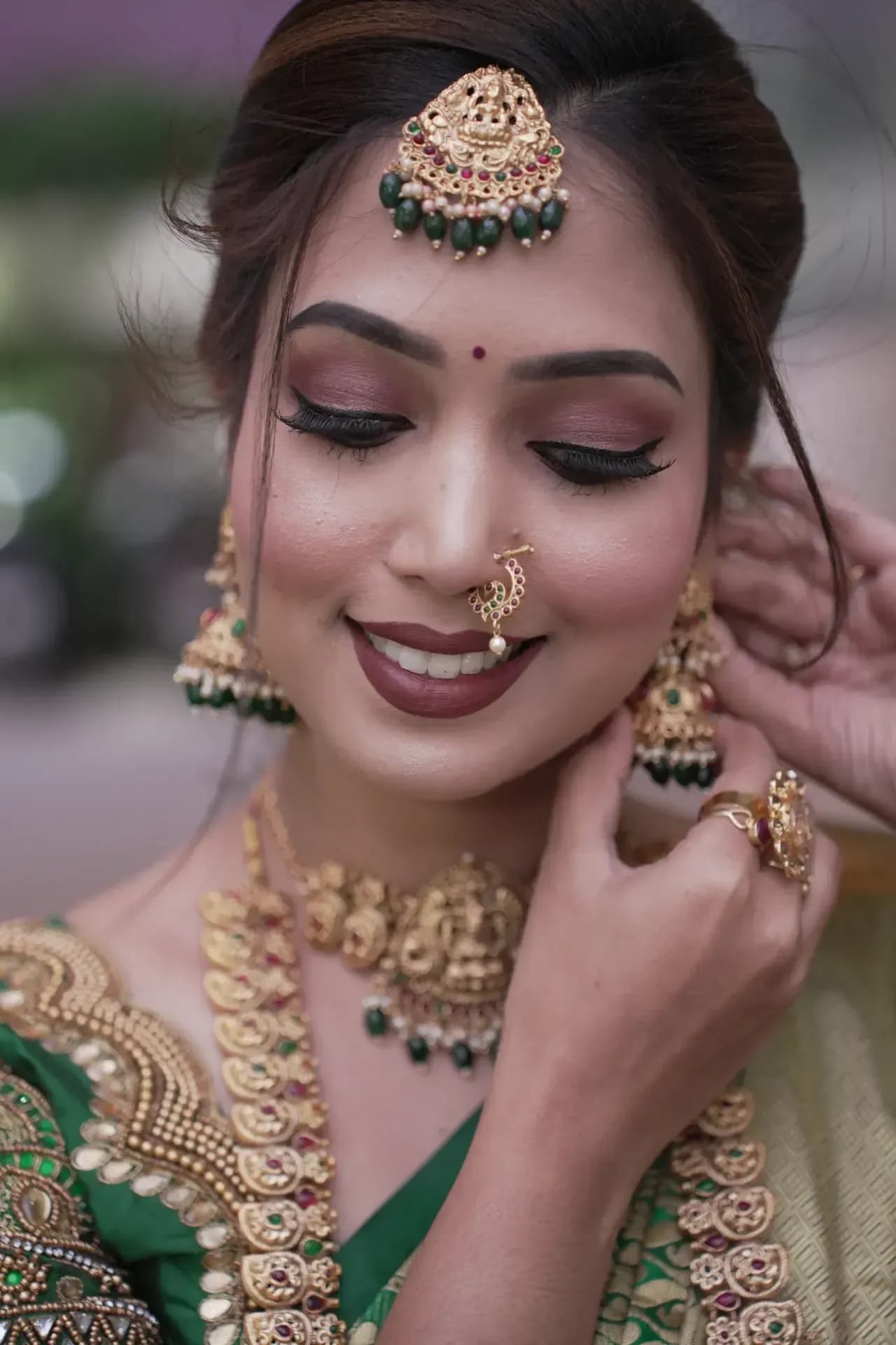 South Indian bridal portrait by Makeup Niranjana, Chennai