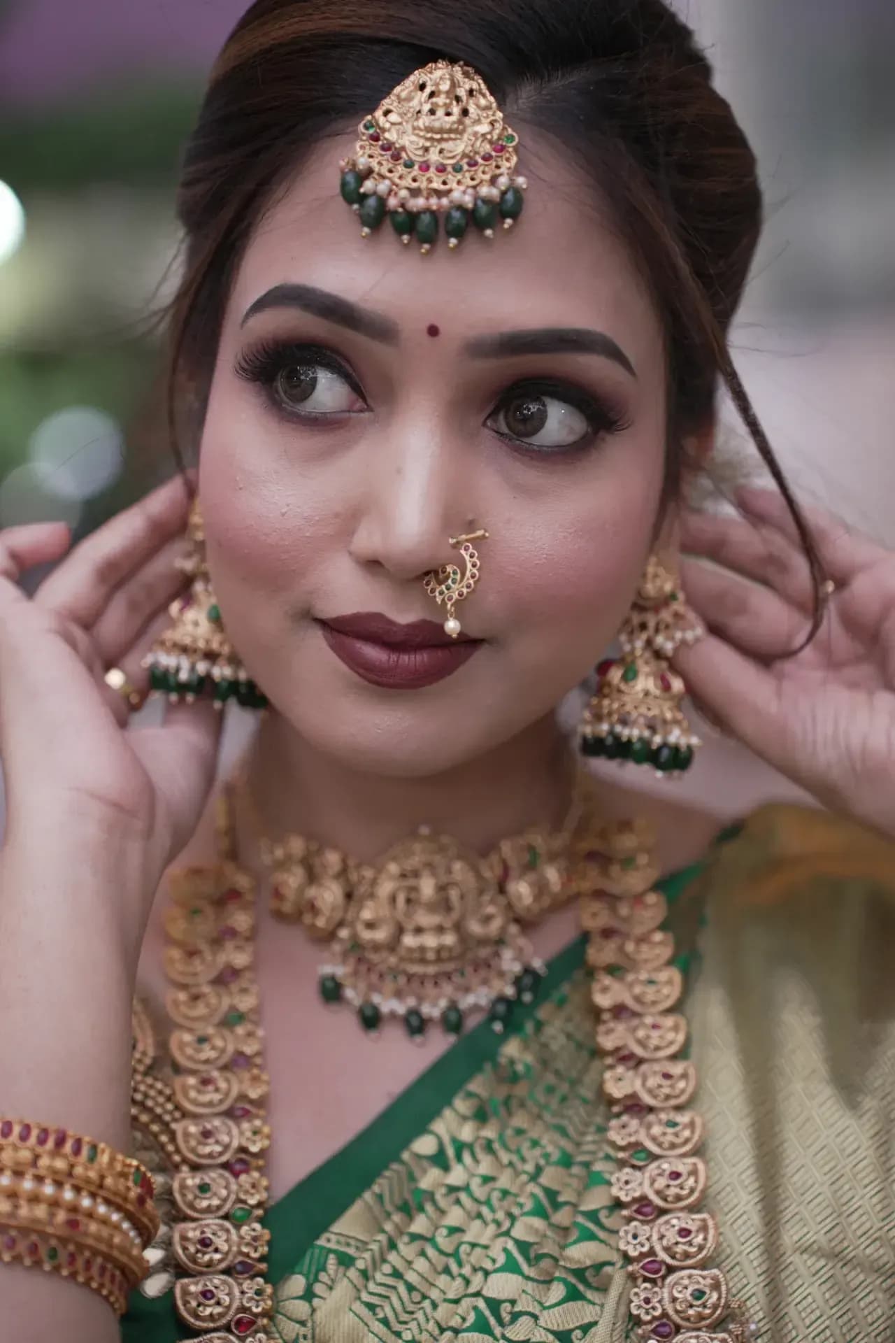 South Indian bridal portrait by Makeup Niranjana, Chennai