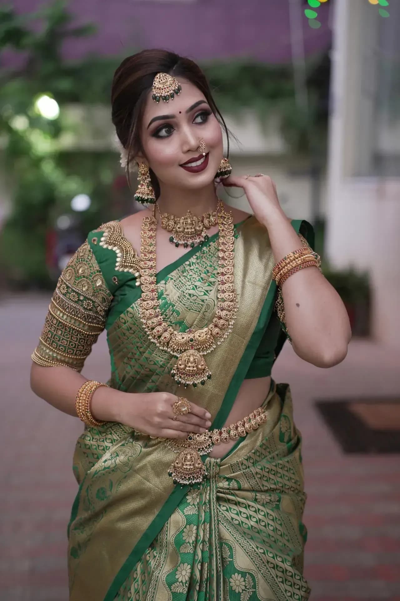 South Indian bridal portrait by Makeup Niranjana, Chennai