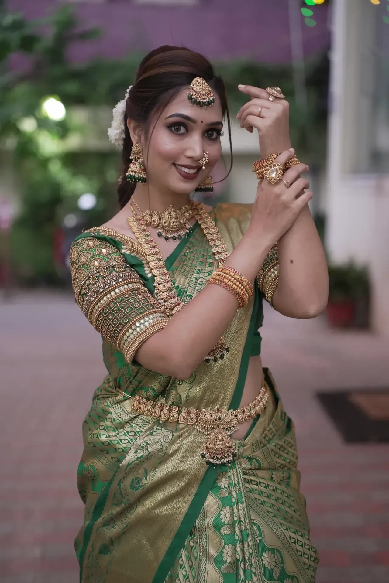 South Indian bridal portrait by Makeup Niranjana, Chennai