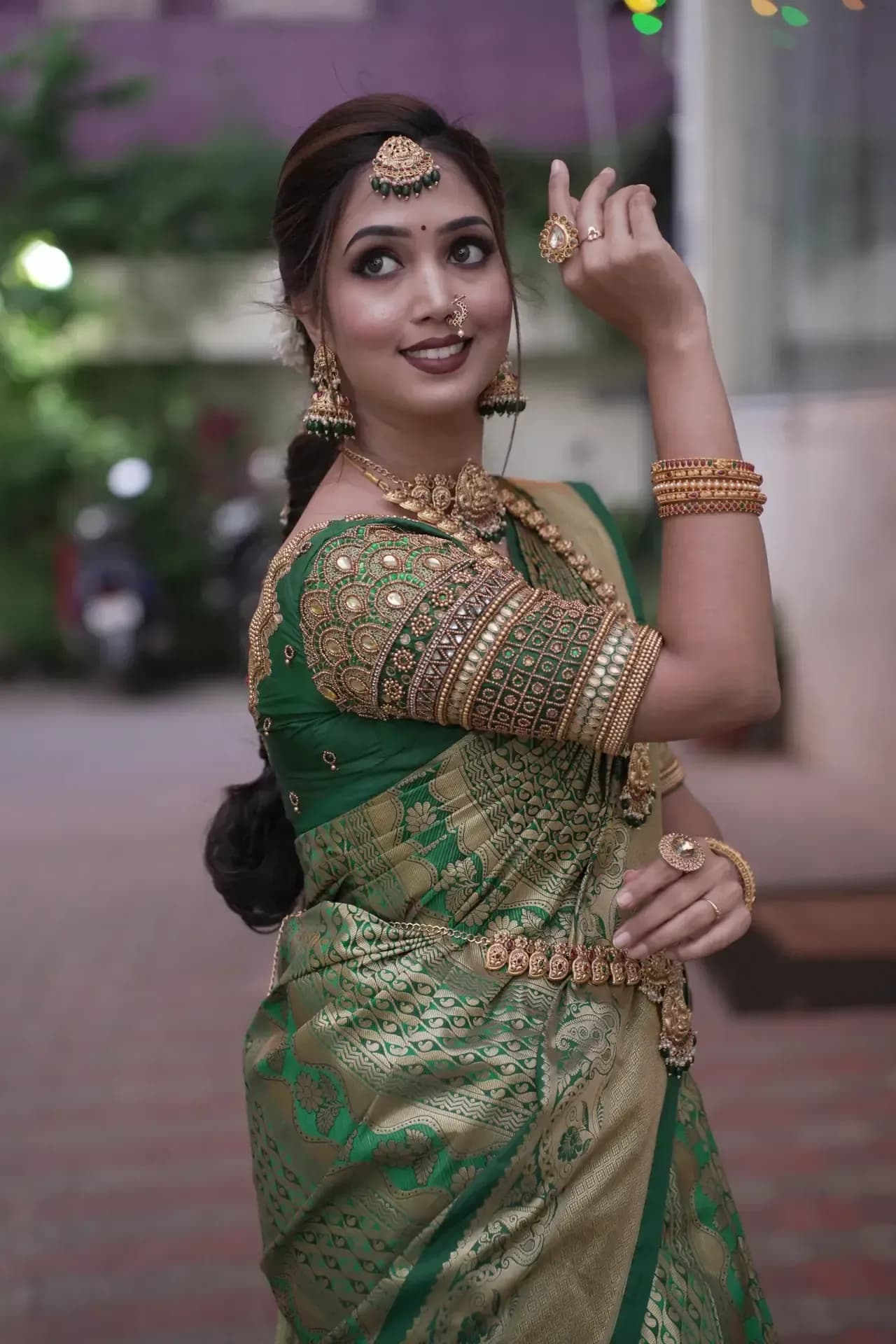 South Indian bridal portrait by Makeup Niranjana, Chennai